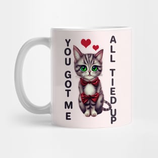 Cute Valentine Love Kitten with Red Bows Mug